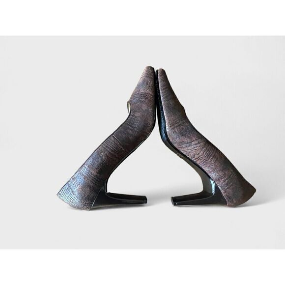 Bellini Brown Magenta Leather Chunky Slim Block Heels 9M Excellent Condition - Picture 6 of 9